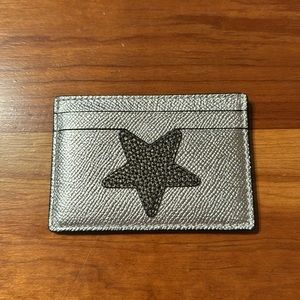 Silver Leather Coach Card Holder with Star
